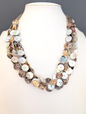 Vintage Avon layered, multi strand shell and bead necklace